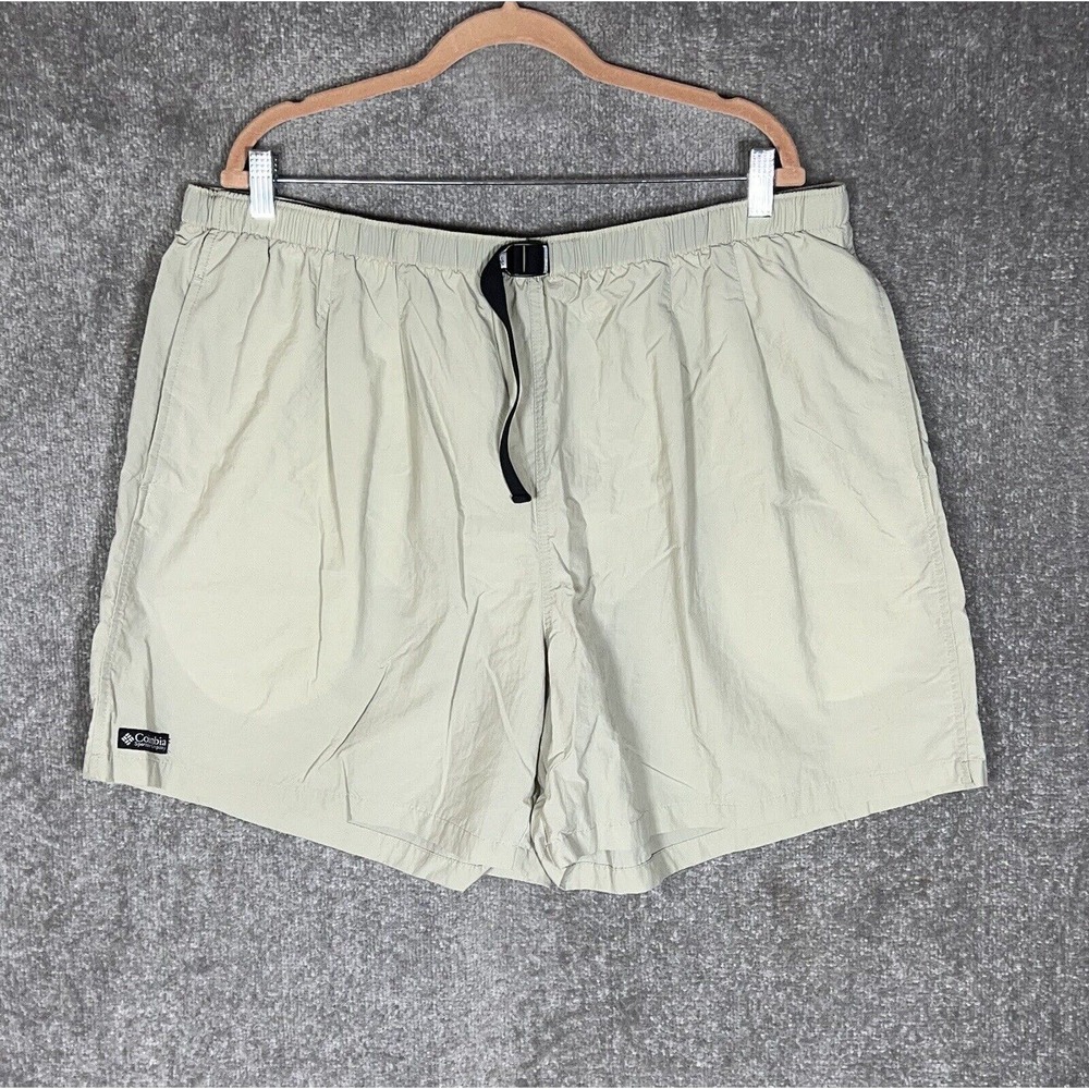 Columbia Sportswear Nylon Pull On Buckle Swim Trunks Mens Size XXL Khaki Pockets